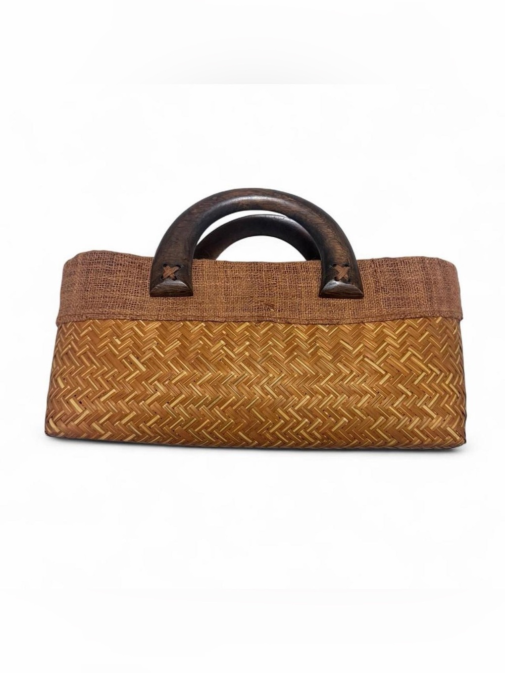 Vintage Thai Woven Close-Zip Handbag